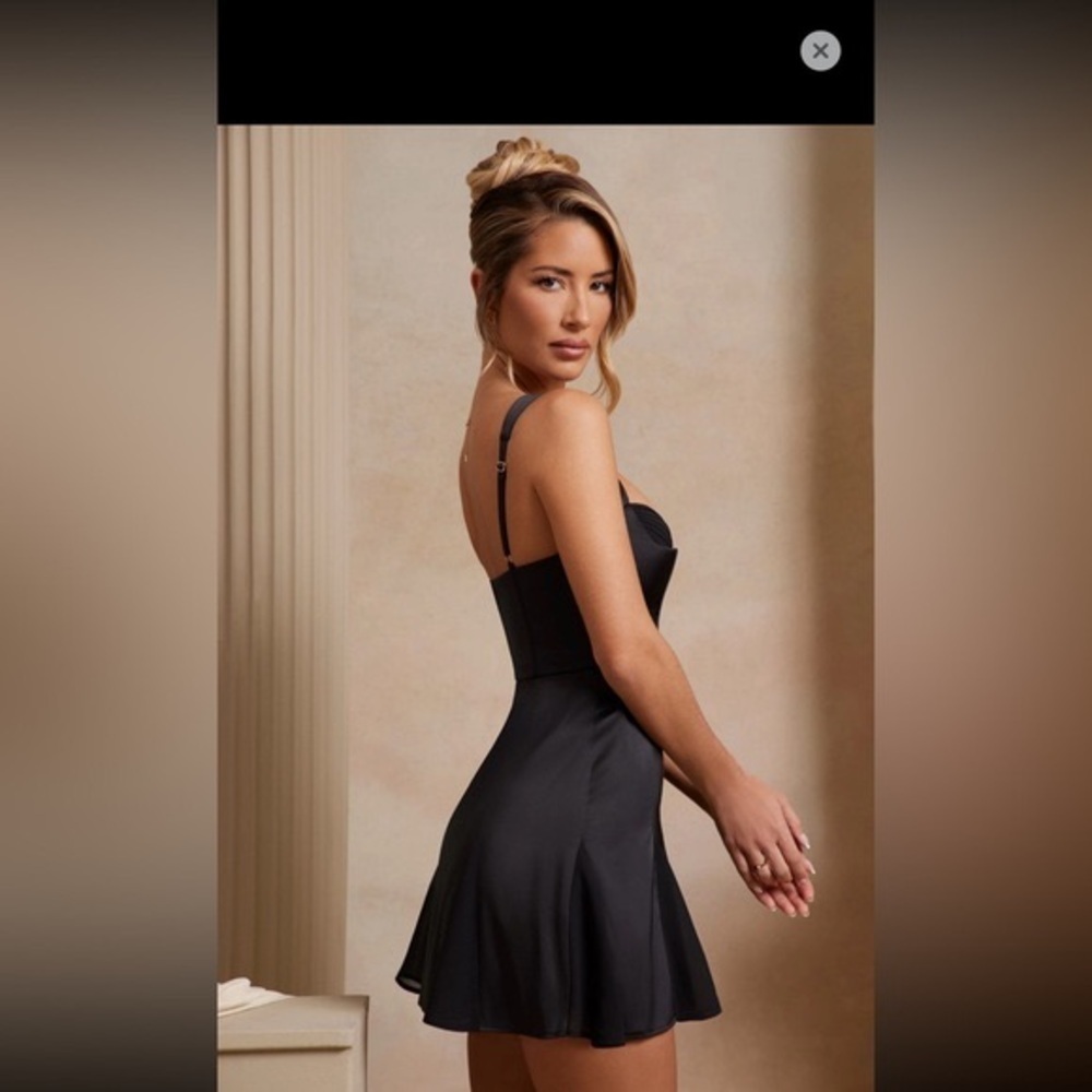 A-Line Corset Mini Dress in Black oh polly